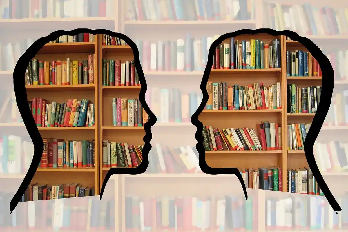 Personne consultant un bibliothécaire pour obtenir des informations sur les formats accessibles